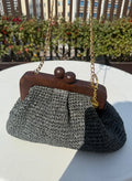 Ira - raffia wooden frame bag
